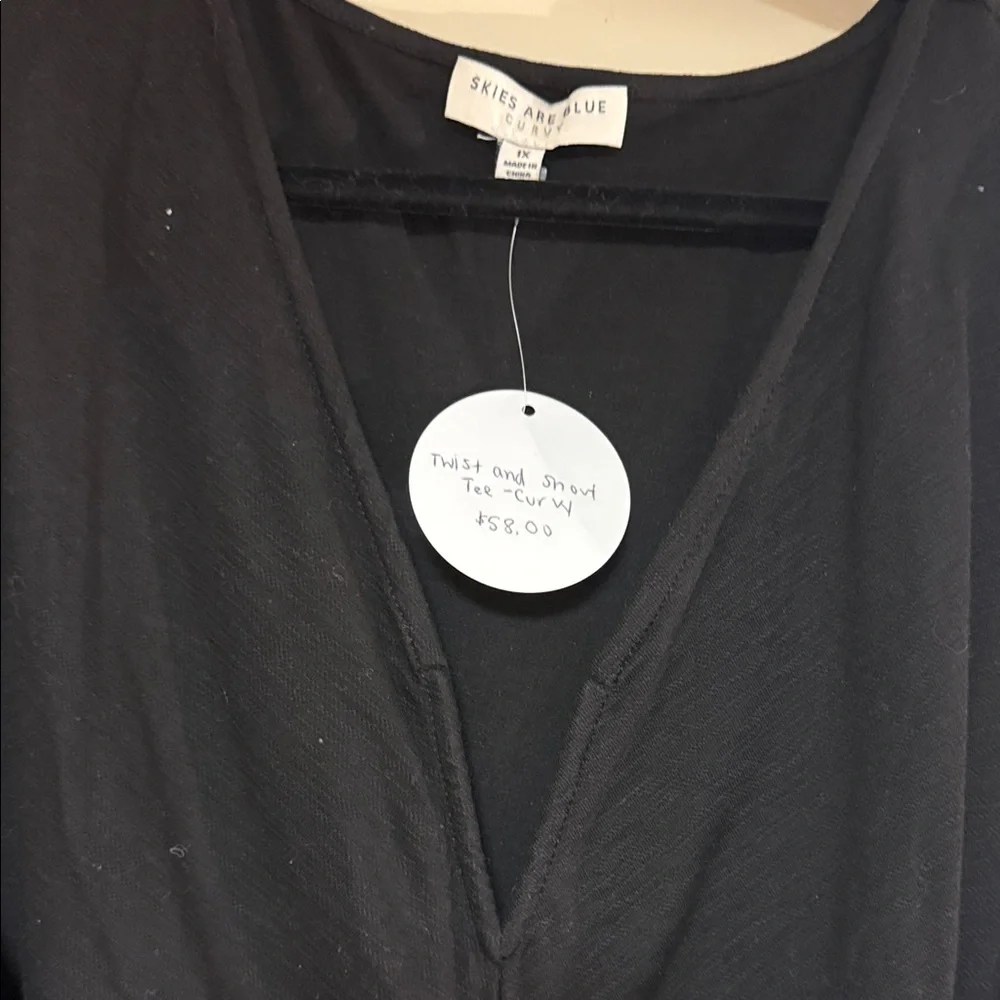 Skies Are Blue Black Wrap Blouse - Picture 2 of 3